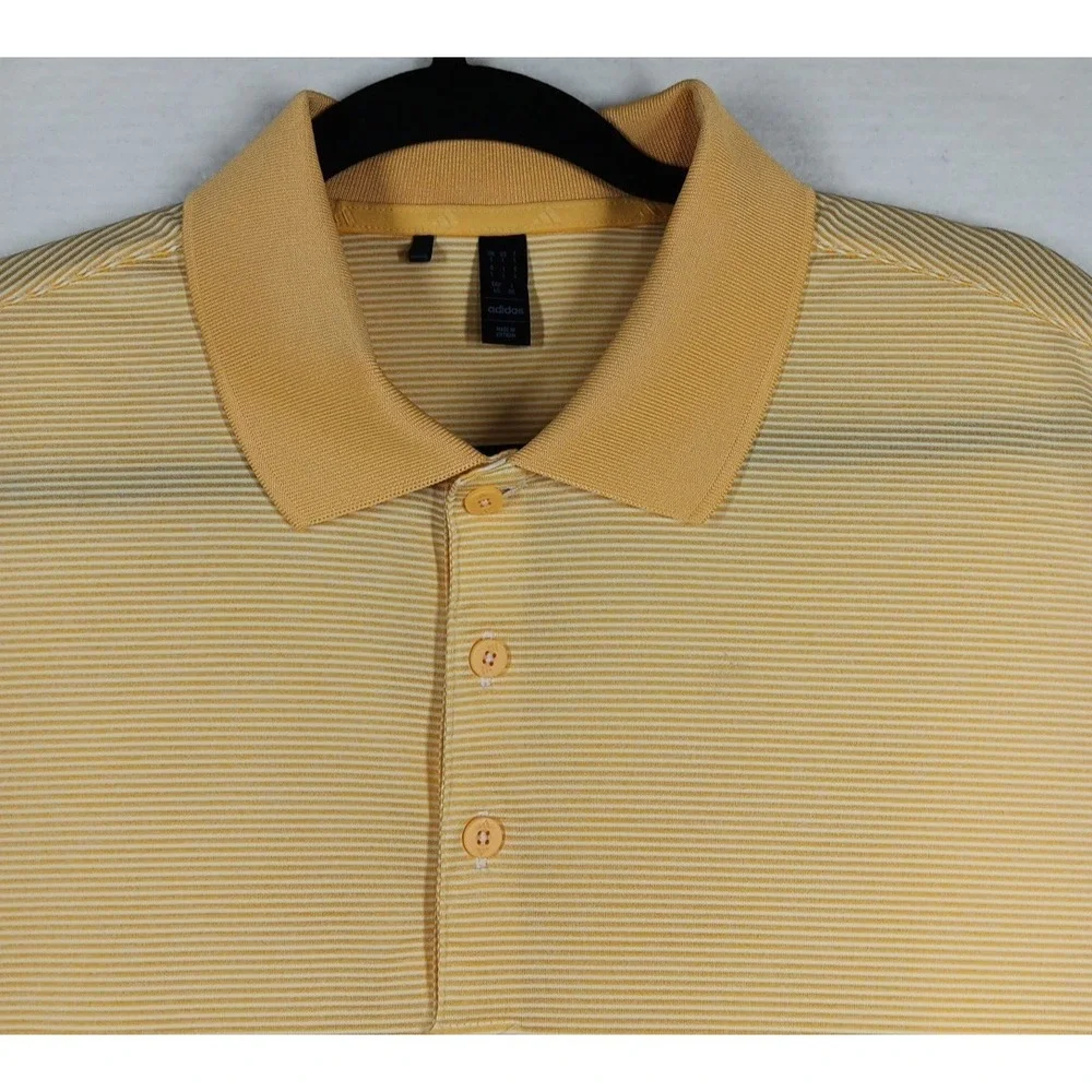 ADIDAS GOLF Men's Micro Stripe Short Sleeve Polo Acid Orange Sz L‎ Logo Outdoor